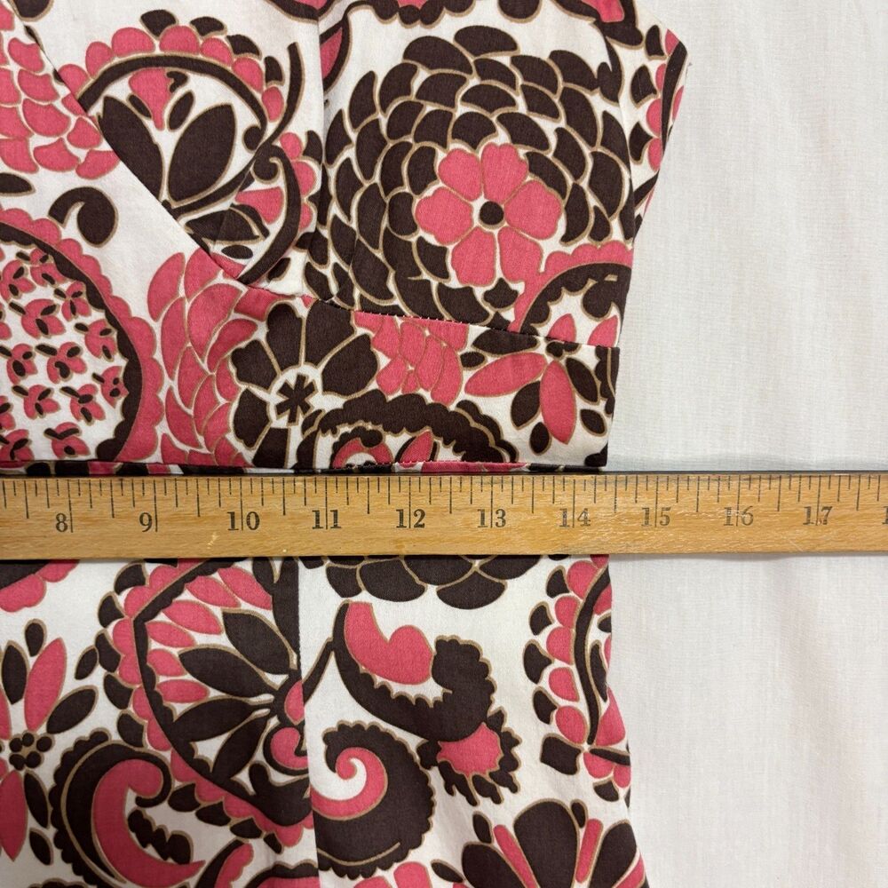 Mercer & Madison Sheath Dress Women's Sz 2 Pink Brown Floral Lined Retro Party - Picture 7 of 8